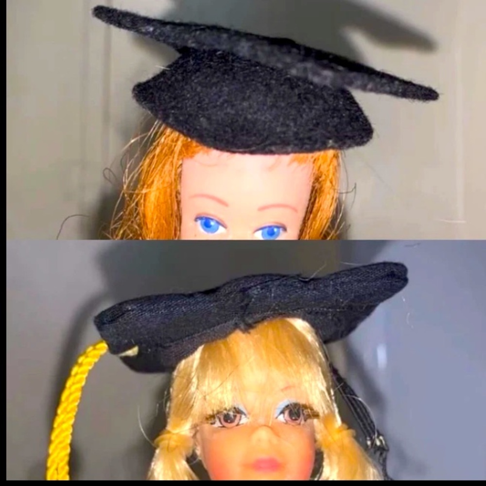 Two Vintage 1960s Ken Barbie Graduation Cap /  Hat  #795 - Lot of 2 Mattel